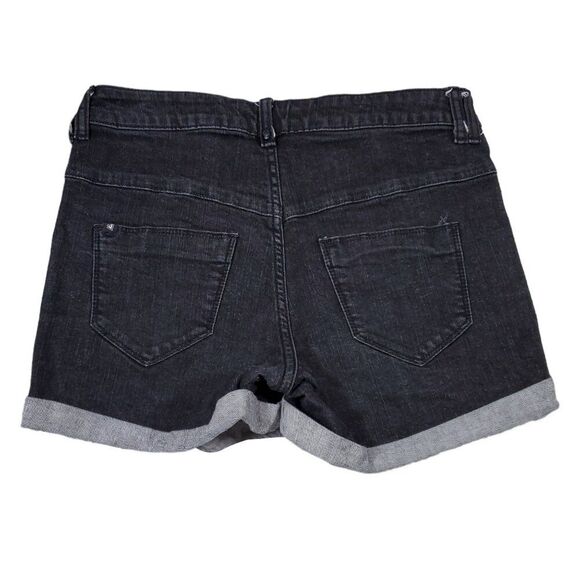 Hot Topic Lovesick Black Rolled Cuffed Jean Shorts Stretch Denim Size 5 - Picture 2 of 12